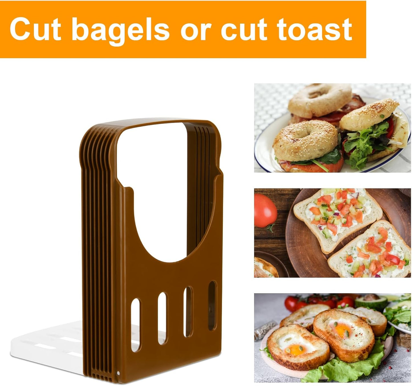 Adjustable Bagel Slicer – Multipurpose Bread, Muffin, Donut, Cheese, and Toast Cutting Guide with Safe Hand Protection