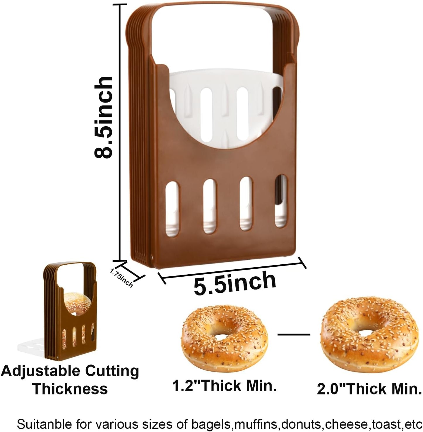 Adjustable Bagel Slicer – Multipurpose Bread, Muffin, Donut, Cheese, and Toast Cutting Guide with Safe Hand Protection