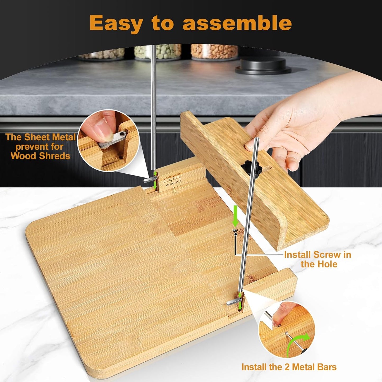 Bamboo Bread Slicer with Stainless Steel Guides – Large Size Loaf & Boule Cutting Board for Even Slices, Kitchen Baking Tool for Home and Cafe