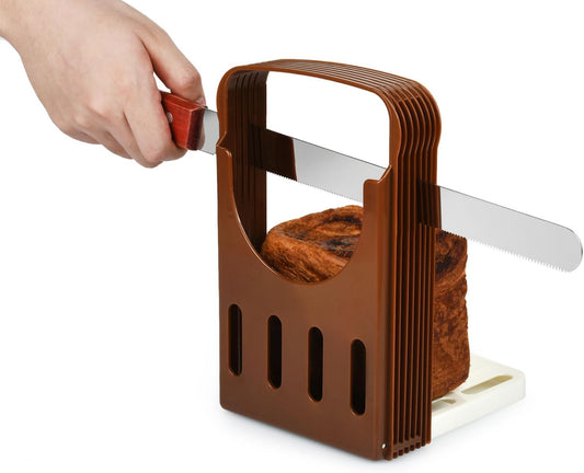 Adjustable Bread Slicer – Plastic Toast Cutting Guide with 4 Slice Thickness Options, Non-Slip Base, Kitchen Baking Tool for Even Slices